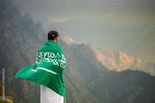 Taif, Saudi Arabia. February 2024. Saudi Foundation day vibes on top of Taif mountain photo