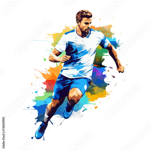 football soccer player man in action isolated white background. Vector illustration