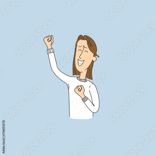 Emotions of a charismatic character in cartoon style. Joy, jubilation.