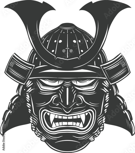 Silhouette Japanese Traditional Mask Samurai Mask black color only © NikahGeh