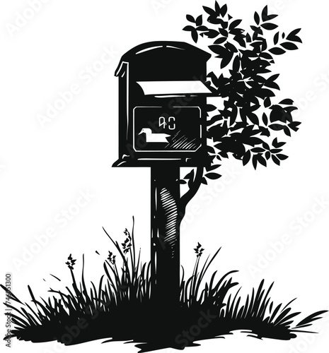 Silhouette mailbox black color only full