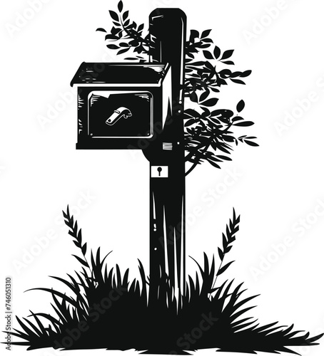 Silhouette mailbox black color only full