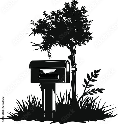 Silhouette mailbox black color only full