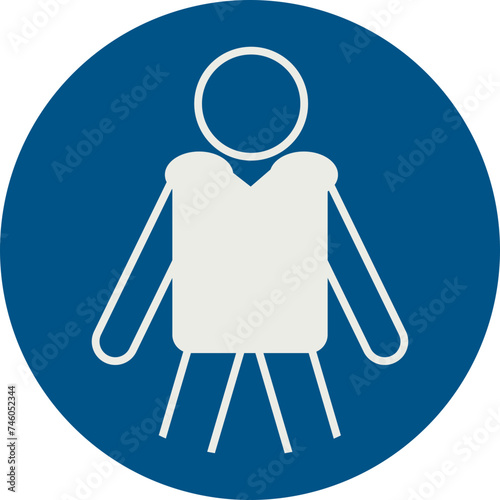 OBLIGATION SIGN PICTOGRAM, WEAR PERSONAL FLOATATION DEVICE (PFD) (LIFEJACKET) ISO 7010 – M053, SVG