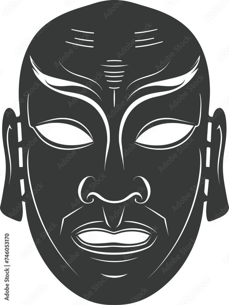 Silhouette Japanese Traditional Mask black color only Silhouette Japanese Traditional Mask black color only