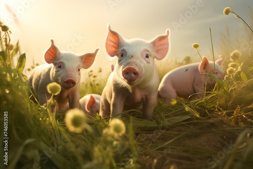 Piglets in the meadow 