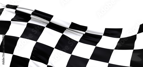 Wavy racing checkered flag with diagonal folds. Realistic 3d render