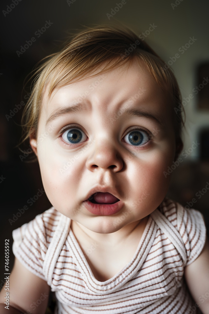 A Candid Moment Capturing an Infant’s Priceless and Funny Shocked Expression. A Candid Moment Capturing an Infant’s Priceless and Funny Shocked Expression.
