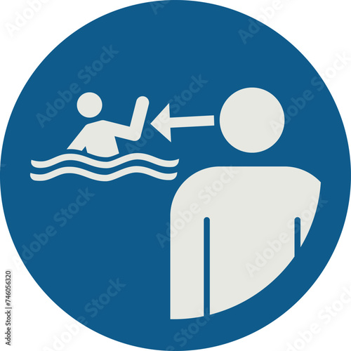 OBLIGATION SIGN PICTOGRAM, SUPERVISE CHILDREN DURING AQUATIC ACTIVITIES ISO 7010 – M054, VECTOR