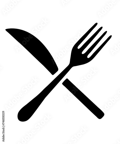 fork spoon and knife silhouette isolated  photo