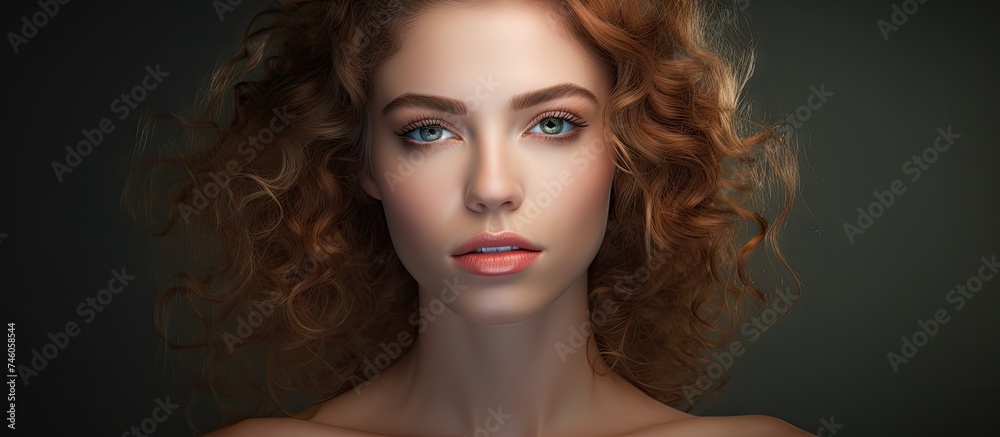 Mesmerizing Beauty: Portrait of a Woman with Fiery Red Hair and Piercing Blue Eyes