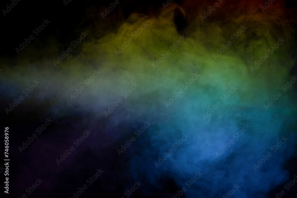 Red and green steam on a black background. Red and green steam on a black background.