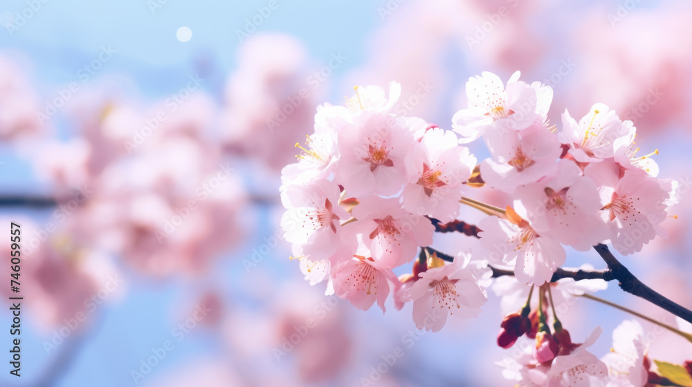 Blooming Sakura or cherry branch against a blue sky. Blooming Sakura or cherry branch against a blue sky.