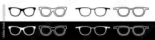 Glasses icon.  Sunglasses vector illustration. Line eyeglasses set