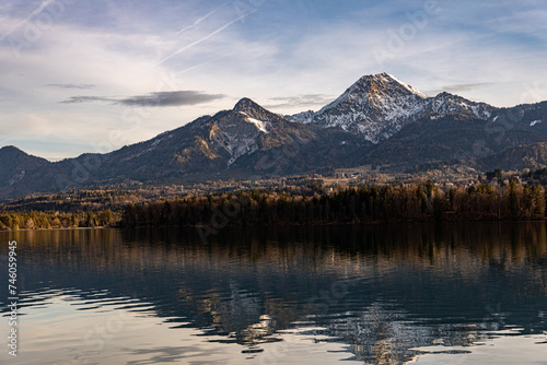 Lake Faaker See and the Karawanken ridge in Austria  Carinthia in winter