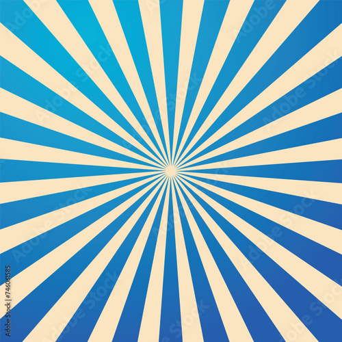 Sunburst background with blue and white stripes