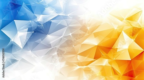 Vibrant geometric abstract with blue and gold triangular facets