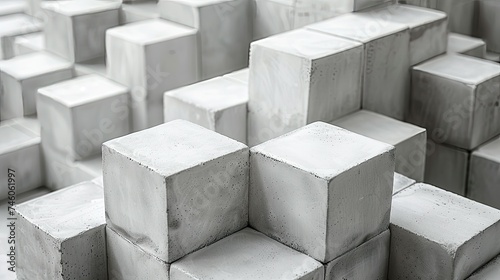 Stack of concrete cubes creating a textured monochrome pattern. © AdriFerrer