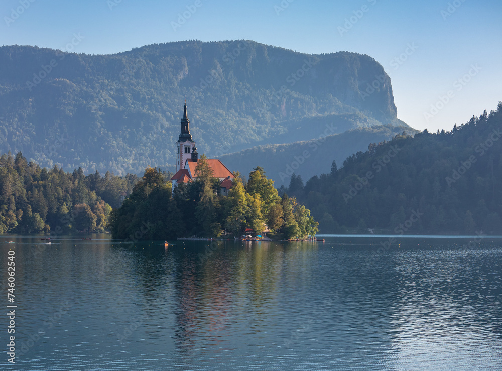 Landscape of Lake Bled  in Slovenia