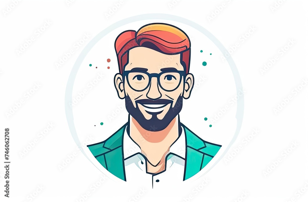 black outline on white background, face of a man in glasses and with mustache, logo, graphics, drawing. black outline on white background, face of a man in glasses and with mustache, logo, graphics, drawing.