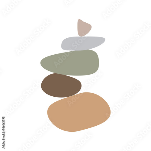 Abstract vector illustration. Stone balancing concept. Minimalist shapes. Linear curved pattern. Design for cover, poster, brochure, gift card.