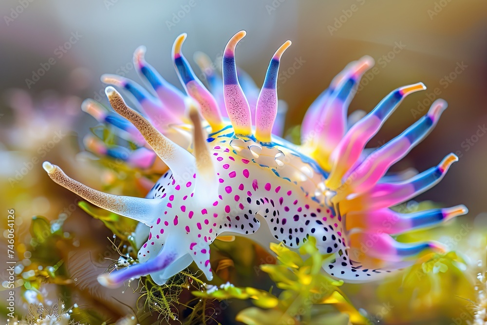 Costasiella Kuroshimae, Sea Sheep Macro Photo, Color Sea Slugs Closeup