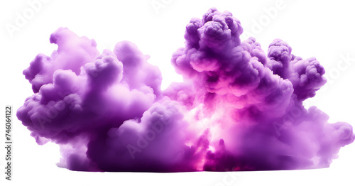 Smoke on purple isolated on transparent png background