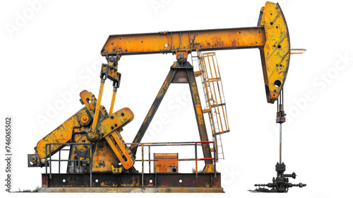 Oil pump on transparent background. Isolation of oil pumps. Oil field. photo