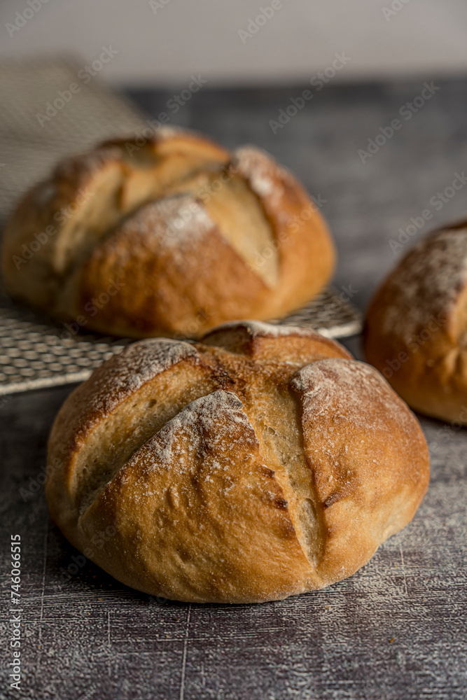 homemade sourdough bread made gray background homemade sourdough bread made gray background