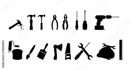 Construction tools icons collection - vector illustration on white background
