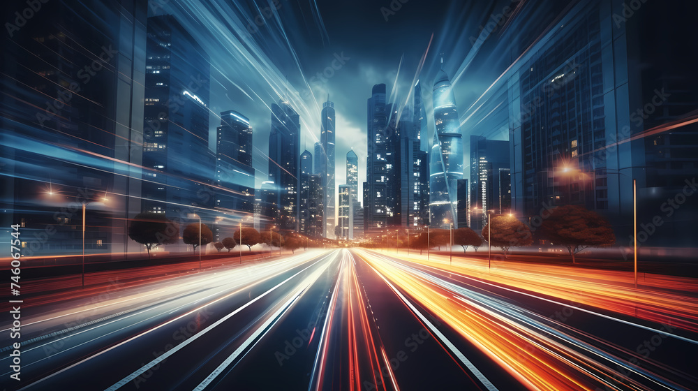 Abstract long exposure dynamic speed light trails in urban environment Abstract long exposure dynamic speed light trails in urban environment