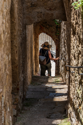 A narrow alley in Limone sul Garda in Italy.