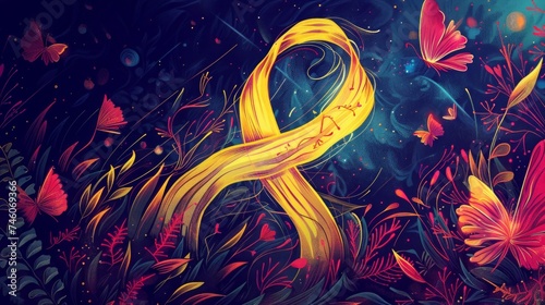 Endometriosis Awareness Golden Ribbon illustration