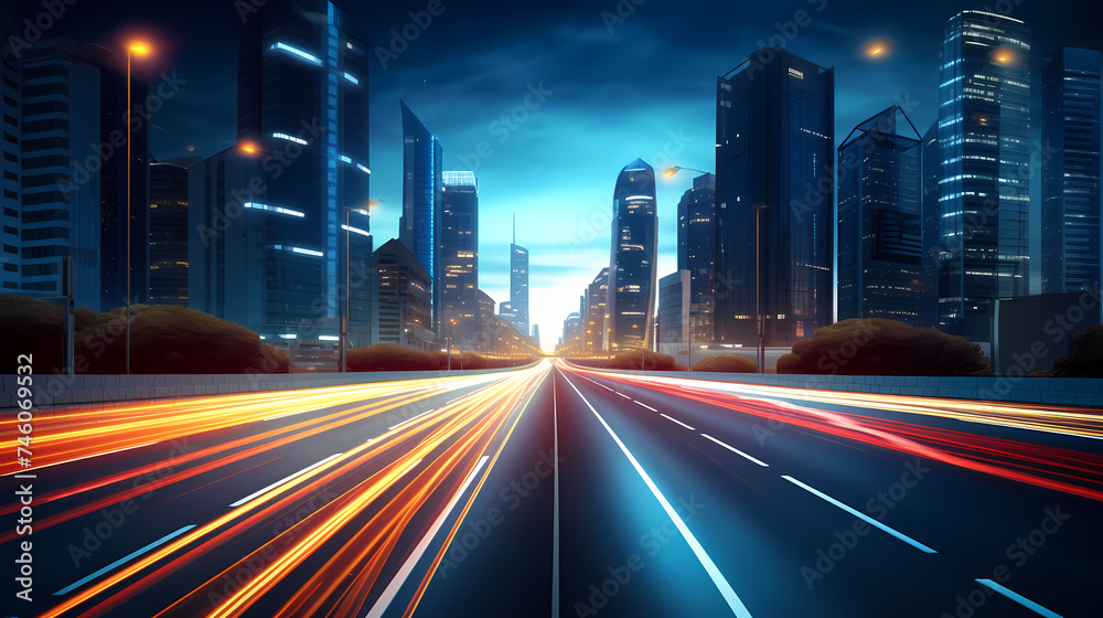 Abstract long exposure dynamic speed light trails in urban environment Abstract long exposure dynamic speed light trails in urban environment