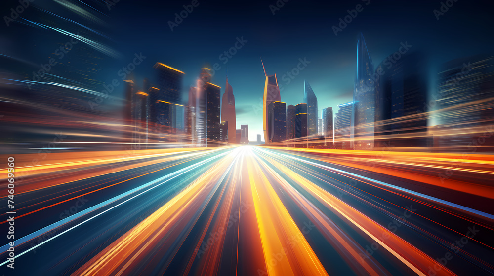 Abstract long exposure dynamic speed light trails in urban environment Abstract long exposure dynamic speed light trails in urban environment