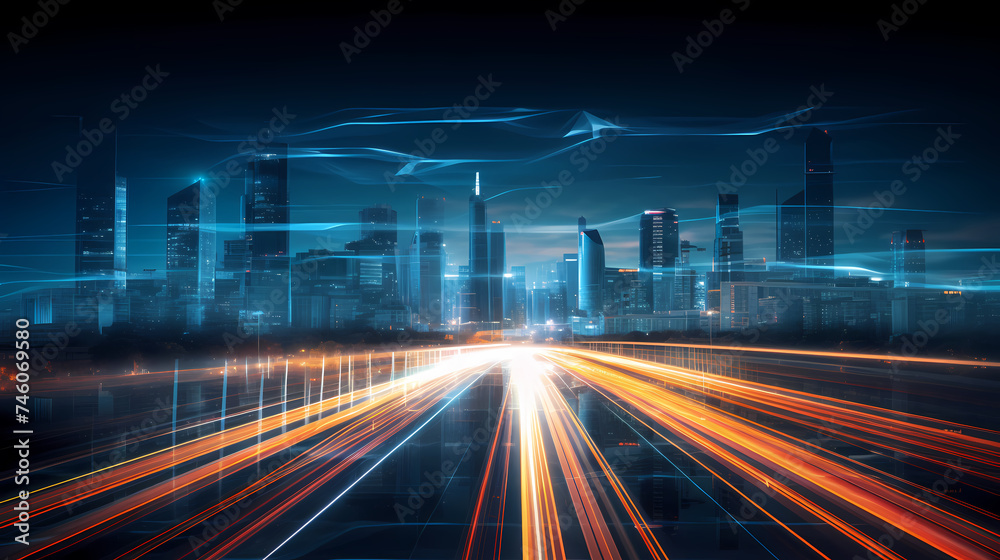 Abstract long exposure dynamic speed light trails in urban environment Abstract long exposure dynamic speed light trails in urban environment