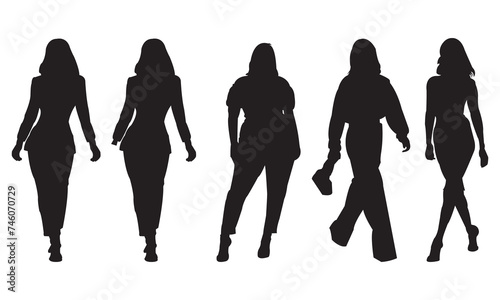 silhouette of a woman  beautiful girls Vector, Woman fashion model silhouettes set, vector silhouette design, isolated white background