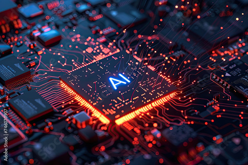 AI, Artificial Intelligence, AI Learning and Artificial Intelligence Concept, Business, modern technology, internet and networking concept, AI motherboard, AI microchip