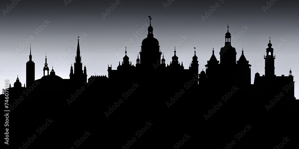 Ukraine silhouette in a grey light