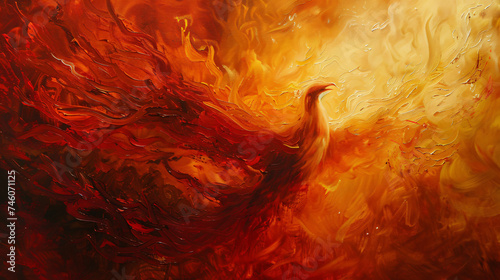 abstract paiting of a fire pheonix