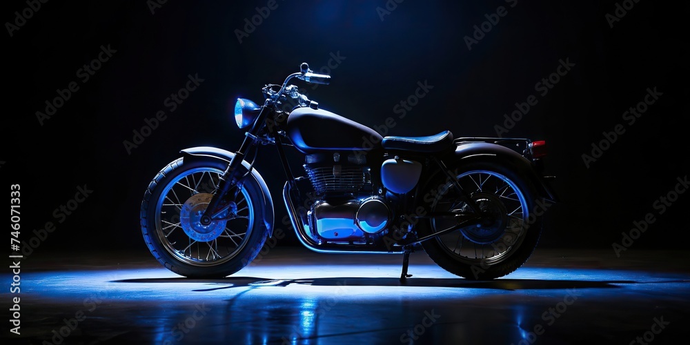 vintage motorcycle on black background