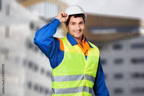 Portrait of happy man engineering technician at work