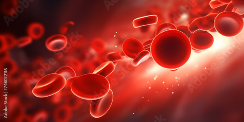 Red blood cells background with floating pathogen respiratory influenza covid corona virus cell. Coronavirus COVID19 infection 3D medical illustration. Dangerous coronavirus and blood microscopic view photo