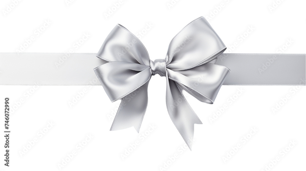 Silver ribbon bow isolated on transparent background. Silver ribbon bow isolated on transparent background.