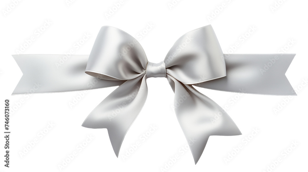 Silver ribbon bow isolated on transparent background. Silver ribbon bow isolated on transparent background.