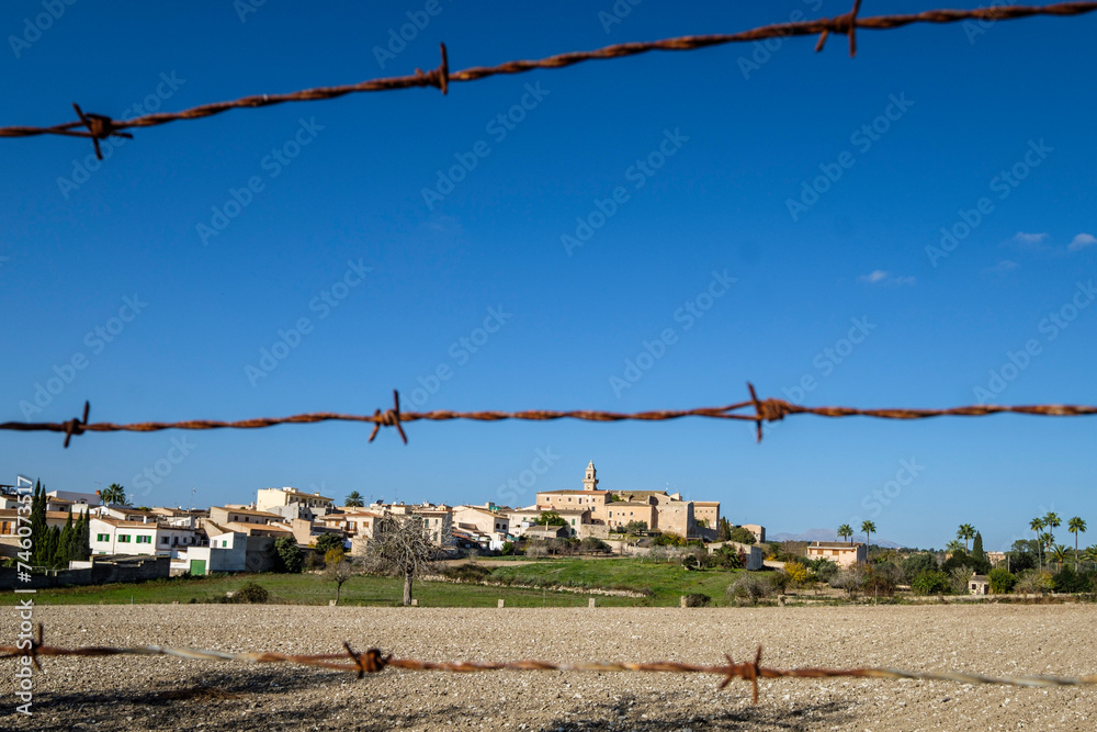fence with metal spikes, Lloret de Vista Alegre, Mallorca, Balearic Islands, Spain