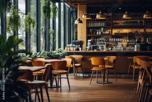Interior of a empty cafe in the city
