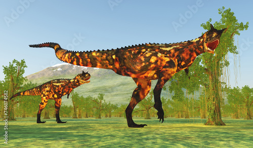 Carnotaurus in South America - Carnotaurus was a carnivorous theropod dinosaur that lived in Argentina during the Cretaceous Period.