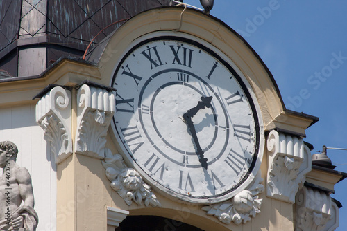 Historic clock on the tower in Bialystok, Poland