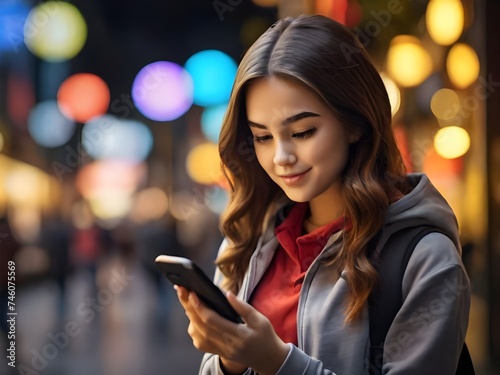 woman texting on mobile phone,generative ai